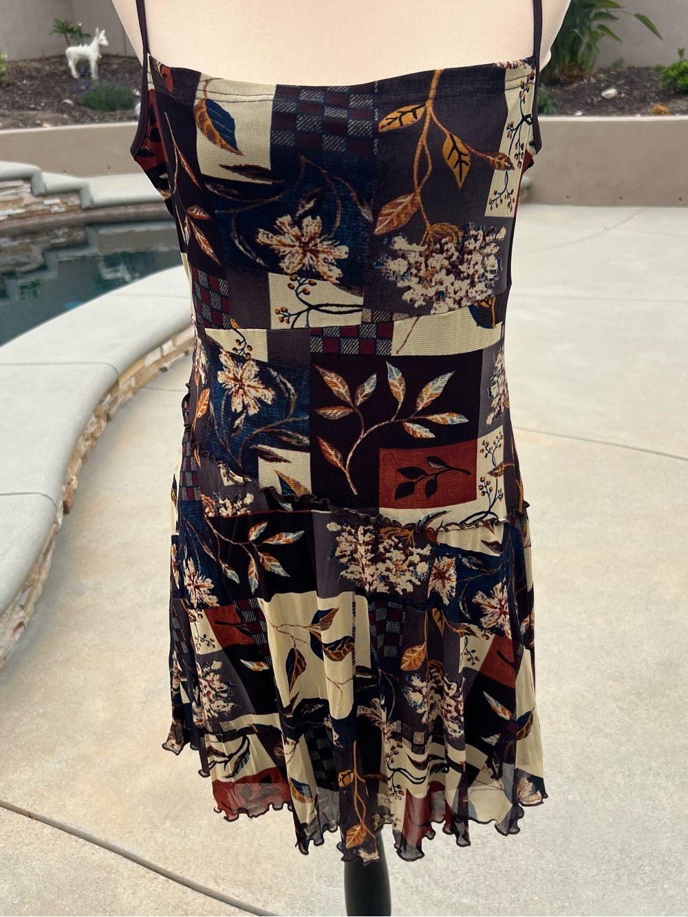 Cider Black & Brown Floral Patchwork Mini Dress Size 1x